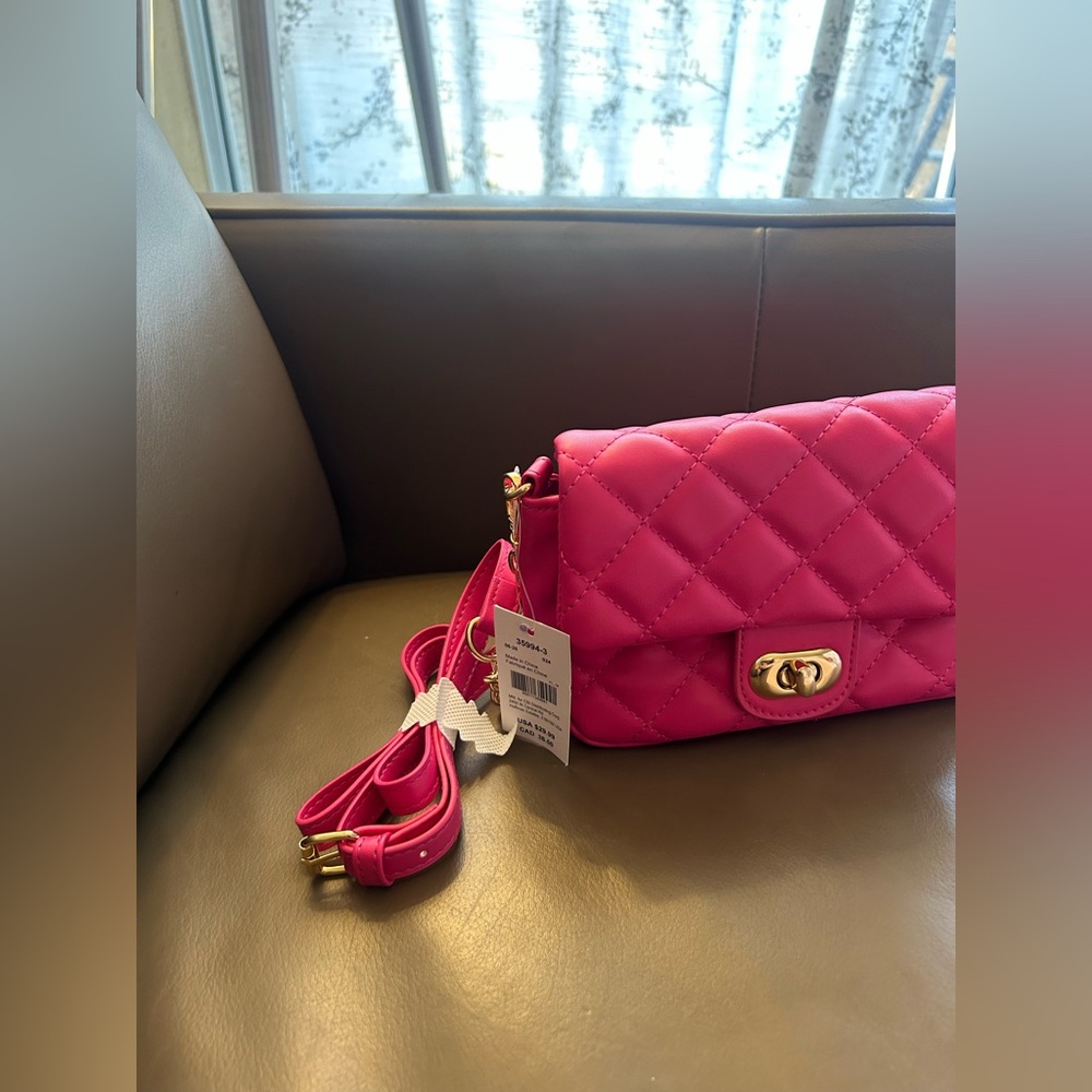 Hot Pink Quilted Crossbody Bag - Picture 3 of 16
